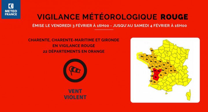 Alerte météo, la Charente Maritime est placée en vigilance ROUGE